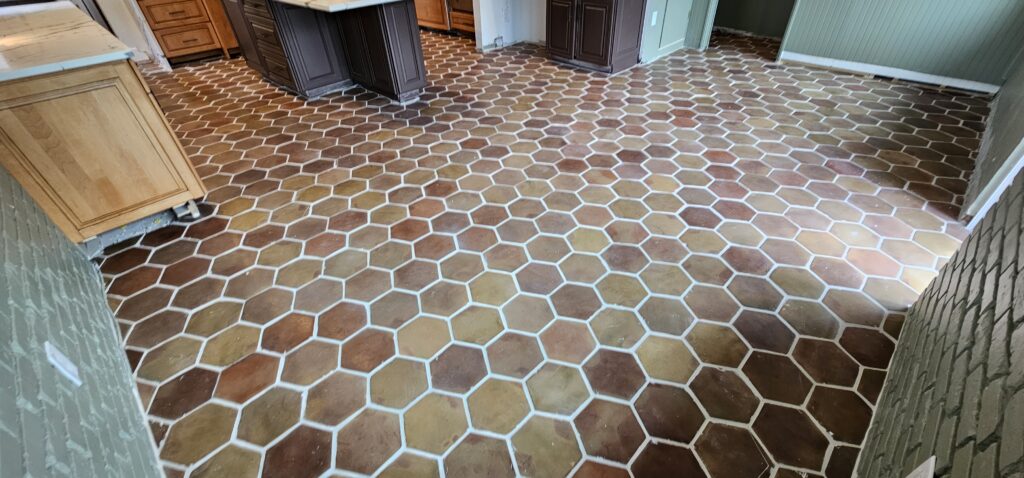Warm Terracotta Hexagon Living Space